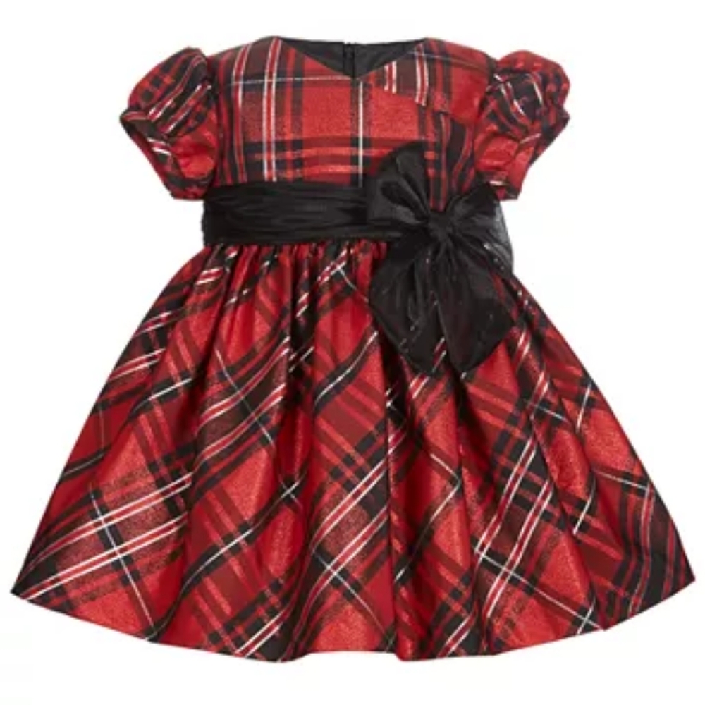 Baby Girls Metallic Plaid Dress